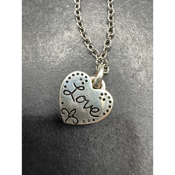 Brighton Necklace Reversible Heart Love Blooms Silver Tone with Scrolls 18" - Picture 4 of 8